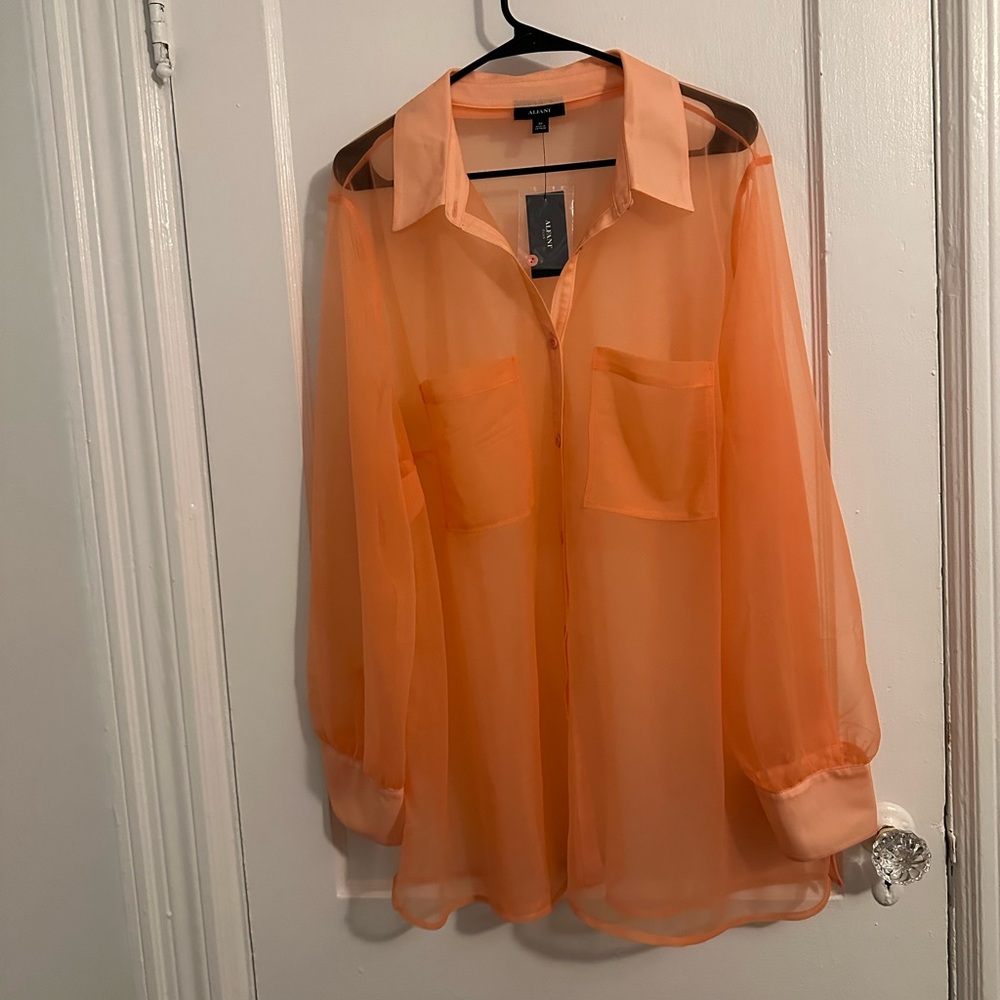COPY - NWT Peach Alfani Sheer Long Sleeve Top Size 3X